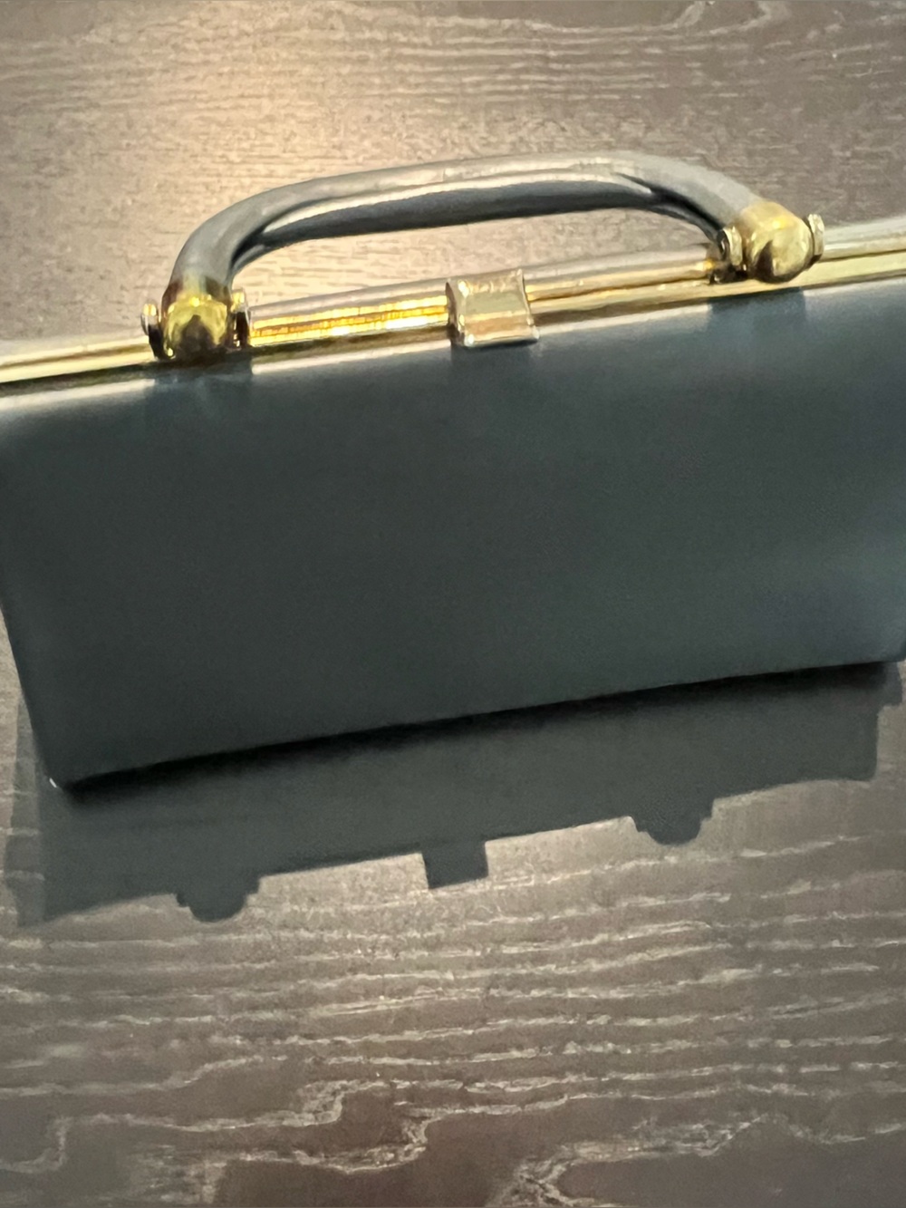 Vintage Gray Clutch with Gold Hardware
